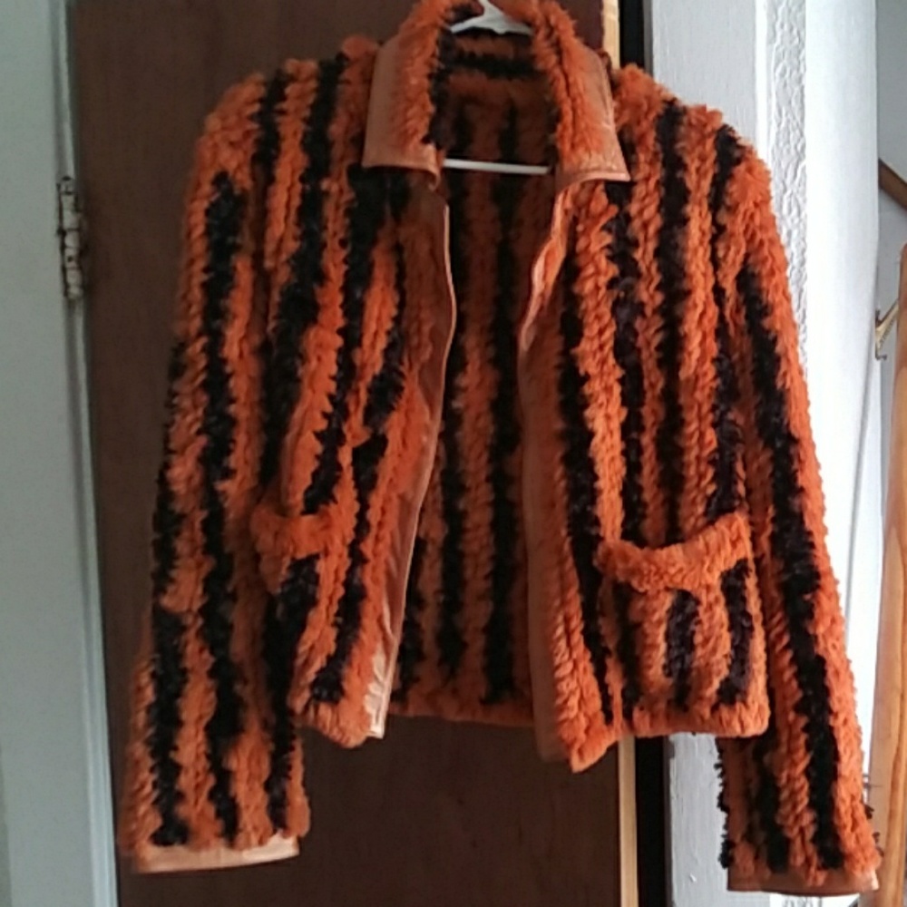Orange & Brown Faux Fur Jacket